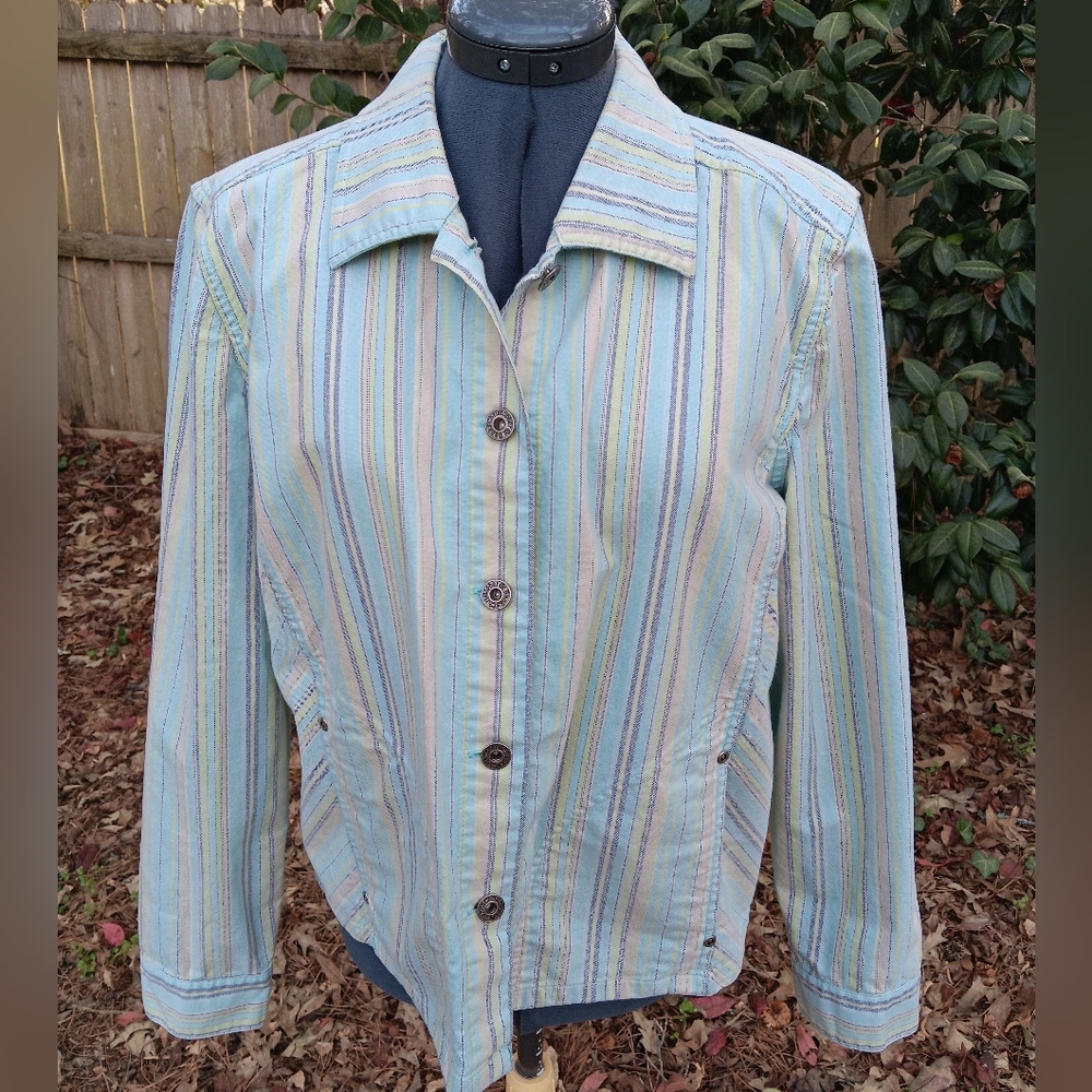 CHRISTOPHER & BANKS Stretch Striped Women's Jacket L